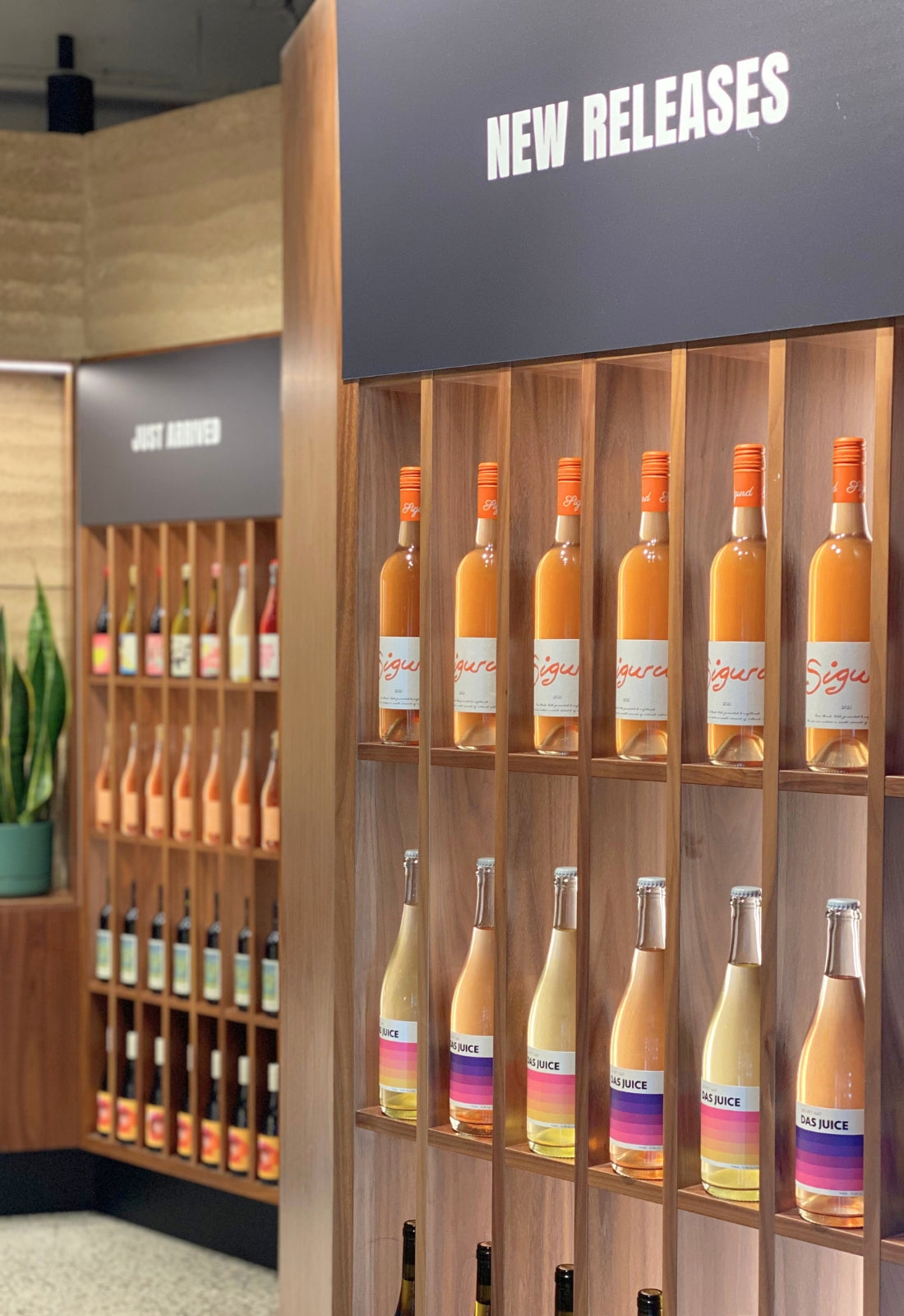 The wine shelves inside the Act of Wine store